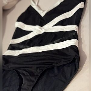 Anne Cole black-and-white mesh in the middle bathing suit